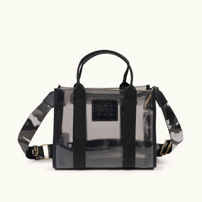 Bolso Transparente con Bandolera Estampada JADE CROSSBODY SHOPPER BLACK (1)