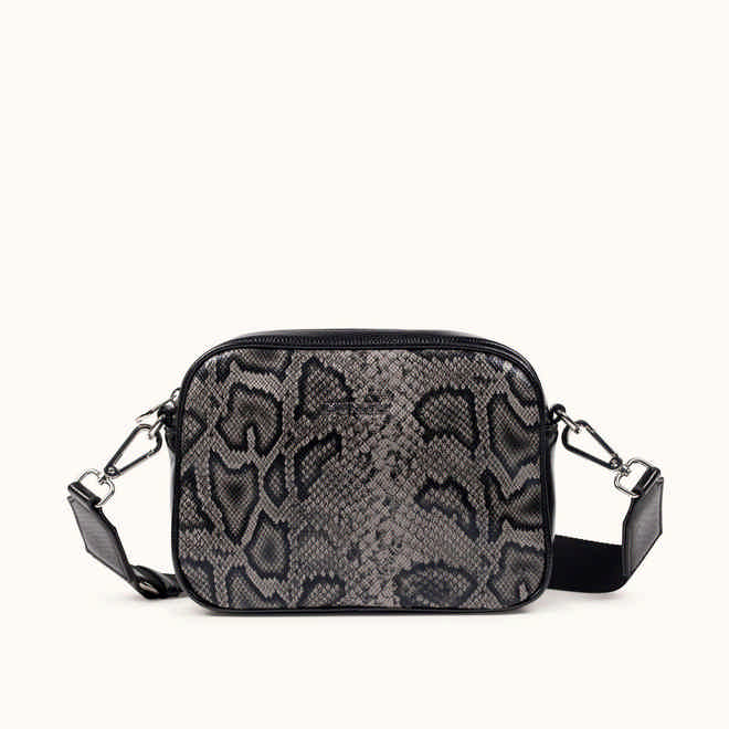 Bandolera Camera Bag con Estampado Animal y Acabado Metalizado BLOCK FUN BLACK LIZARD CROSSBODY CAMERA (1)