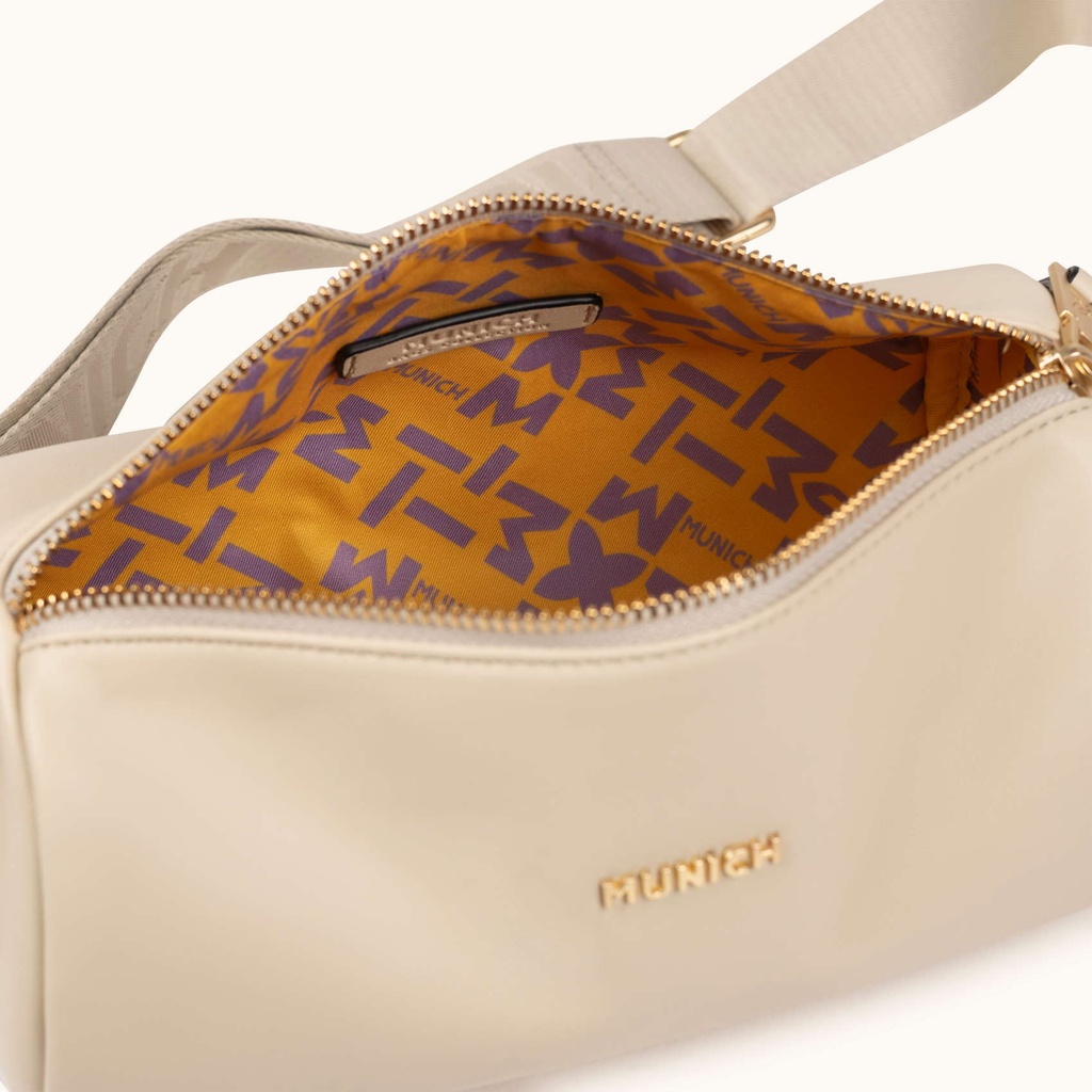 Bandolera Cilíndrica Color Crema con Charms y Asa Técnica CHARMS CROSSBODY BARREL CREAM (5)
