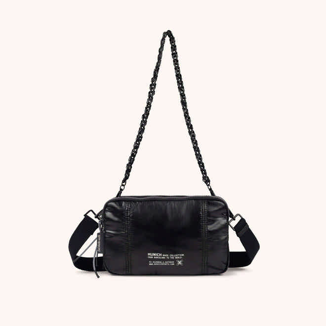 Bolso Bandolera Doble en Poliamida Reciclada DEEP RECYCLED CROSSBODY DOUBLE BLACK (1)