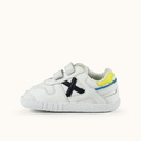 MUNICH BABY GOAL 1630 Zapatilla de BebÃ© Blanca con Detalles en Negro y Amarillo (4)