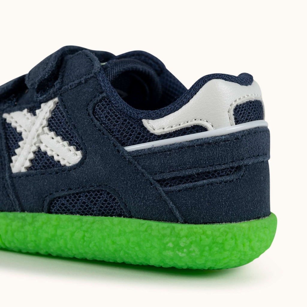 MUNICH BABY GOAL 1632 Zapatilla de BebÃ© Azul Marino en Malla con Suela Verde FlÃºor (3)