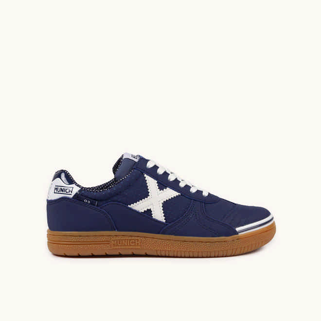 MUNICH G-3 KID 452 Zapatilla de FÃºtbol Sala Infantil Azul Marino y Blanca (1)