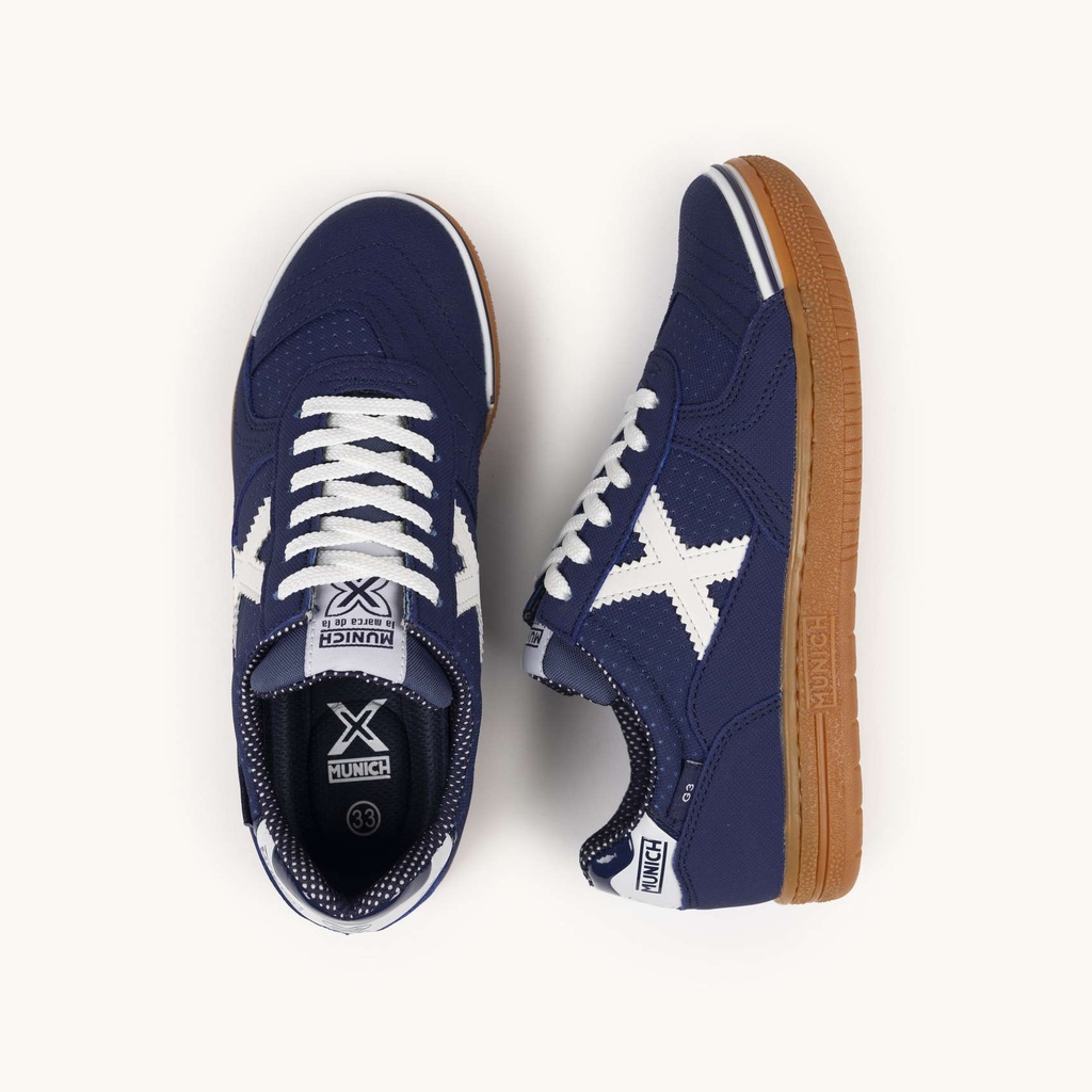 MUNICH G-3 KID 452 Zapatilla de FÃºtbol Sala Infantil Azul Marino y Blanca (7)