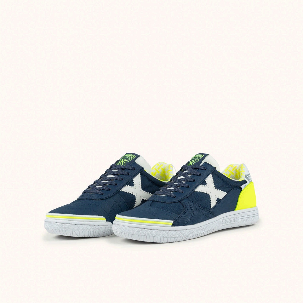 MUNICH G-3 KID 459 Zapatilla de FÃºtbol Sala Infantil Azul Marino y Amarillo FlÃºor (6)