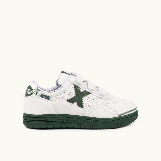 MUNICH G-3 KID VCO 450 Zapatillas de FÃºtbol Sala Infantiles con Velcro Blancas y Verdes (1)