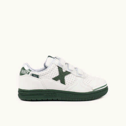 MUNICH G-3 KID VCO 450 Zapatillas de FÃºtbol Sala Infantiles con Velcro Blancas y Verdes (2)