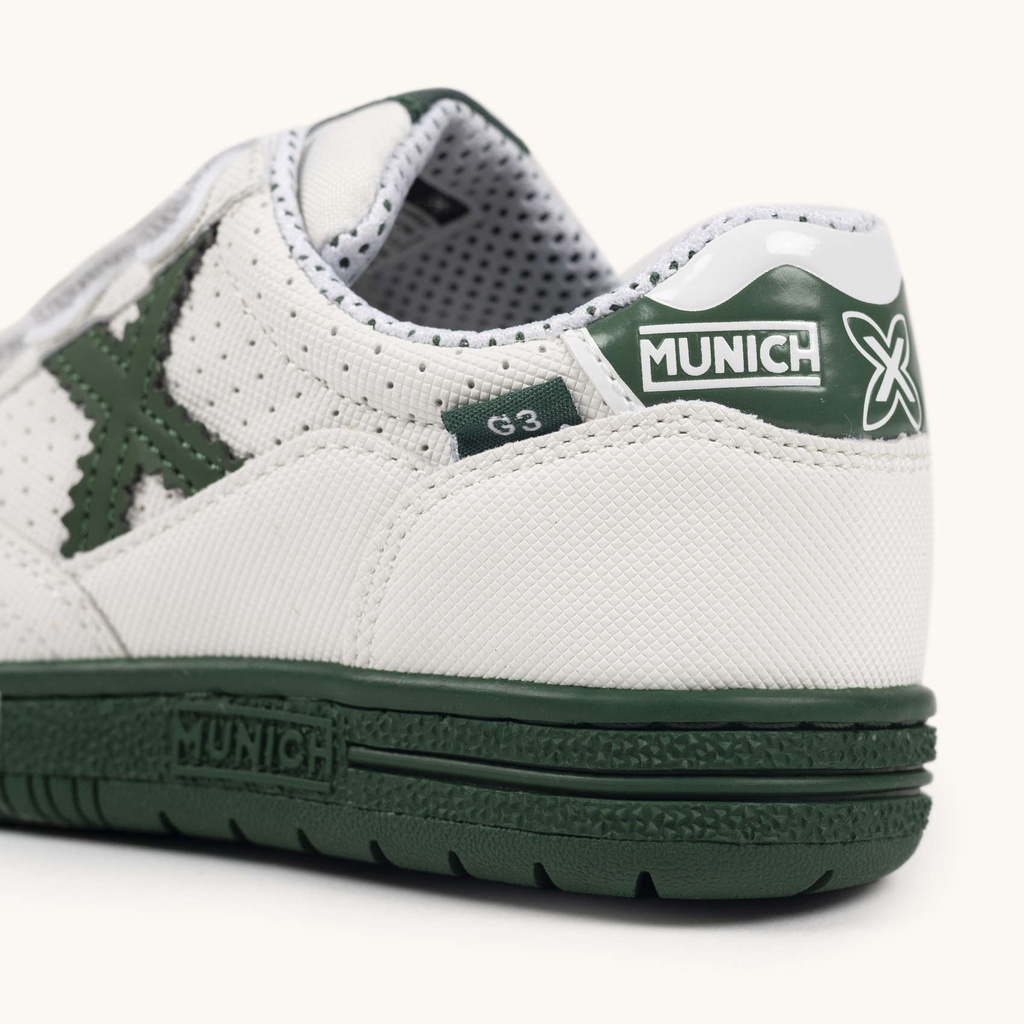 MUNICH G-3 KID VCO 450 Zapatillas de FÃºtbol Sala Infantiles con Velcro Blancas y Verdes (3)