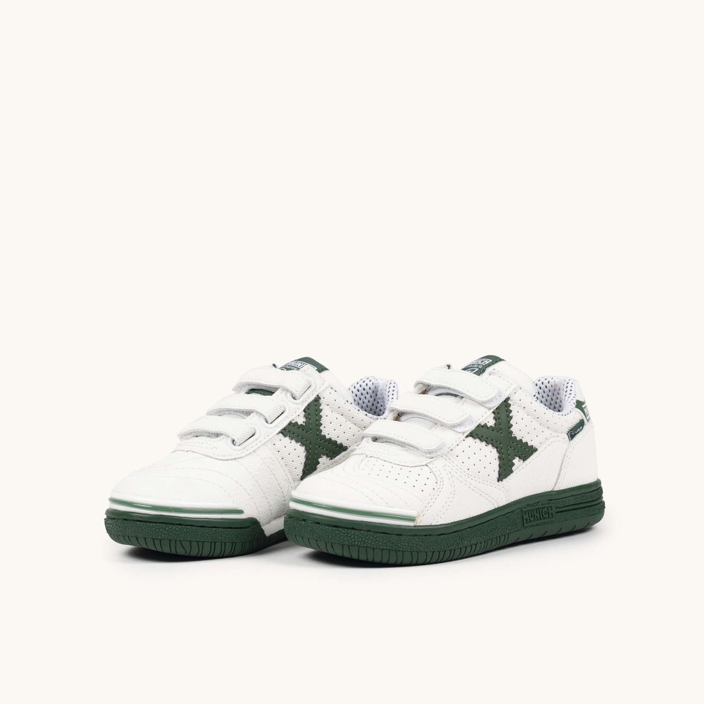 MUNICH G-3 KID VCO 450 Zapatillas de FÃºtbol Sala Infantiles con Velcro Blancas y Verdes (6)