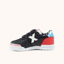 MUNICH G-3 KID VCO 458 Zapatillas Infantiles de FÃºtbol Sala Negras con TalÃ³n Rojo y Triple Velcro (4)