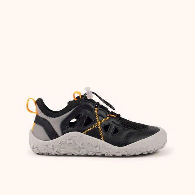 MUNICH MINI GLOSS 01 Zapatilla de Verano Infantil Barefoot Negra y Naranja (1)