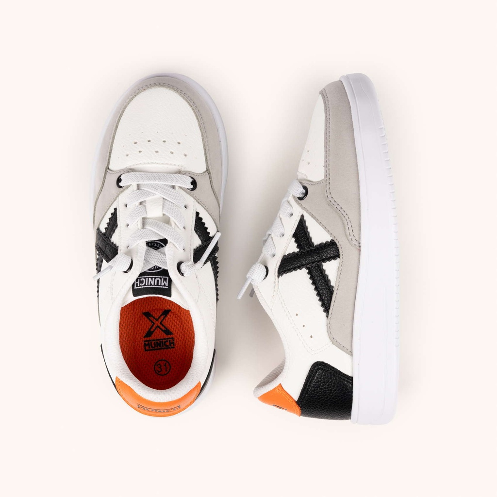 MUNICH LEGIT KID 25 Zapatilla Infantil Multimaterial en Blanco, Gris y Naranja (7)