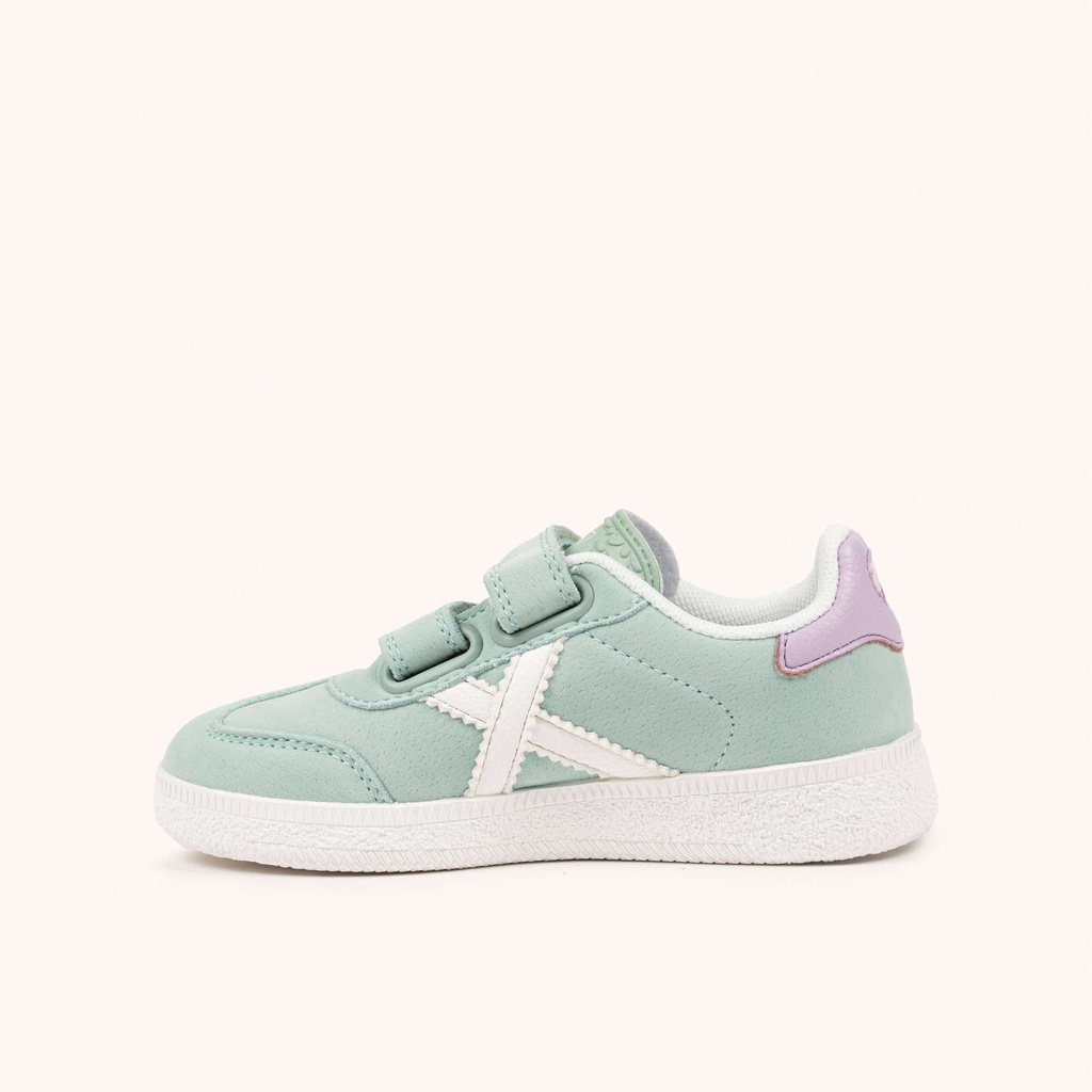 MUNICH MINI BARRU VCO 17 Zapatillas Infantiles Verde Agua con Velcro y Detalles Lila (4)