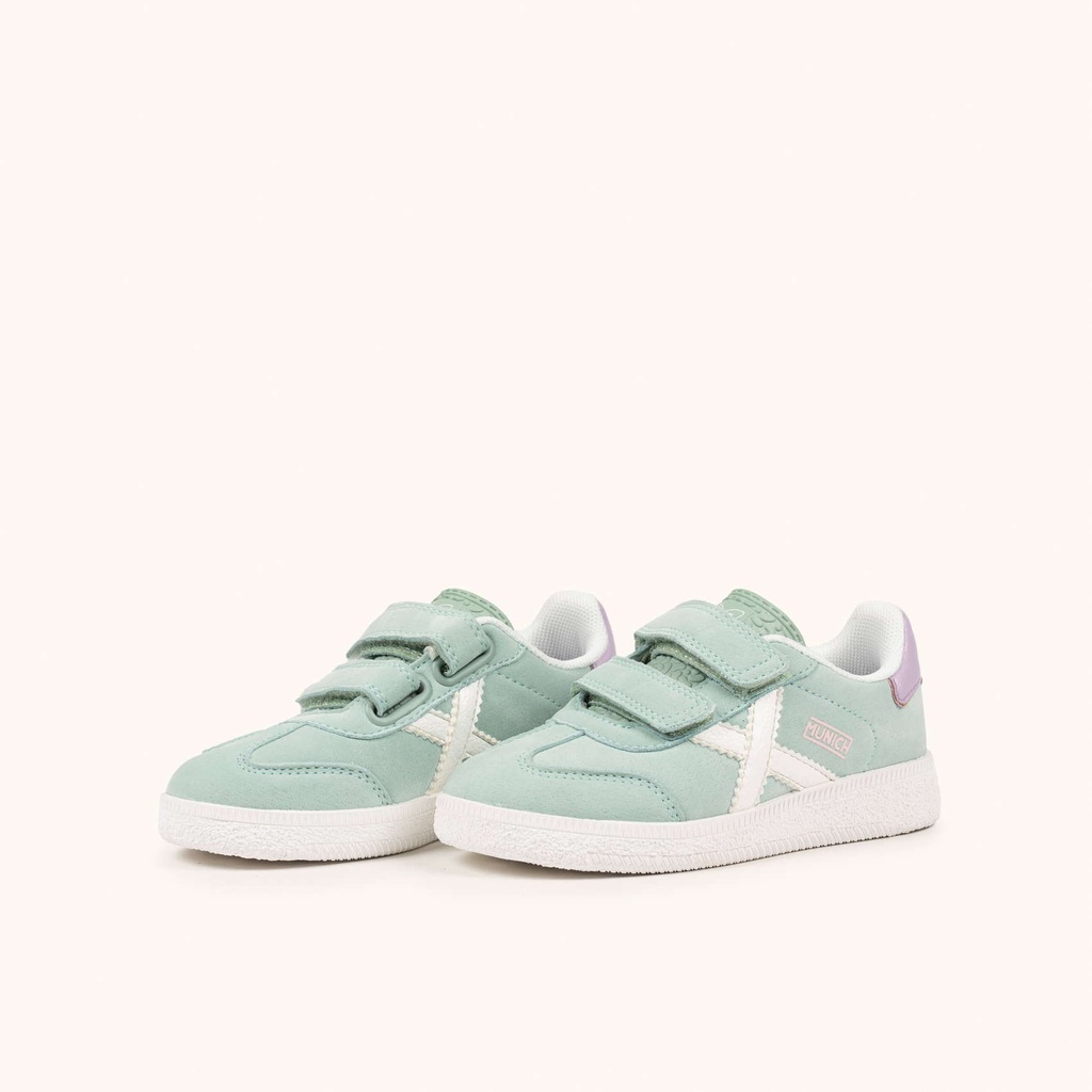 MUNICH MINI BARRU VCO 17 Zapatillas Infantiles Verde Agua con Velcro y Detalles Lila (6)