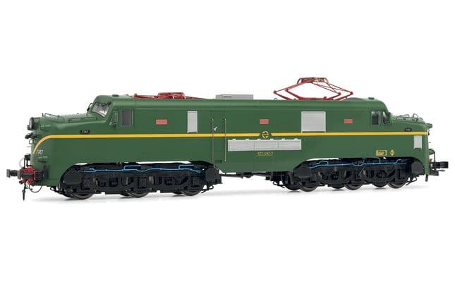 RENFE locomotora electrica 277.047, decoración verde/amarillo, ép. IV (1)