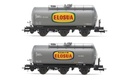 RENFE, set de 2 vagones cisternas de 3 ejes, decoración gris, "Elosua", ép. IV. Ejes para sistema AC: HC6101 (11,27 x 24,25 mm) (1)