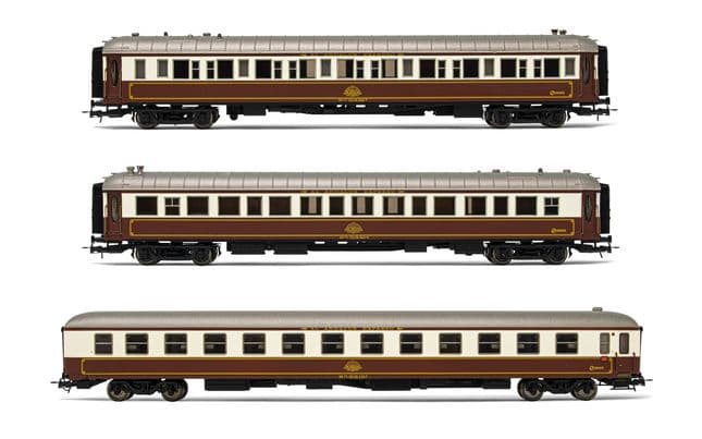 RENFE, set de 3 coches "Al-Andalus", compuesto de 2 x coches WL ex CIWL y 1 x coche 7100, ép. IV - 70° Aniversario Electrotren (1)