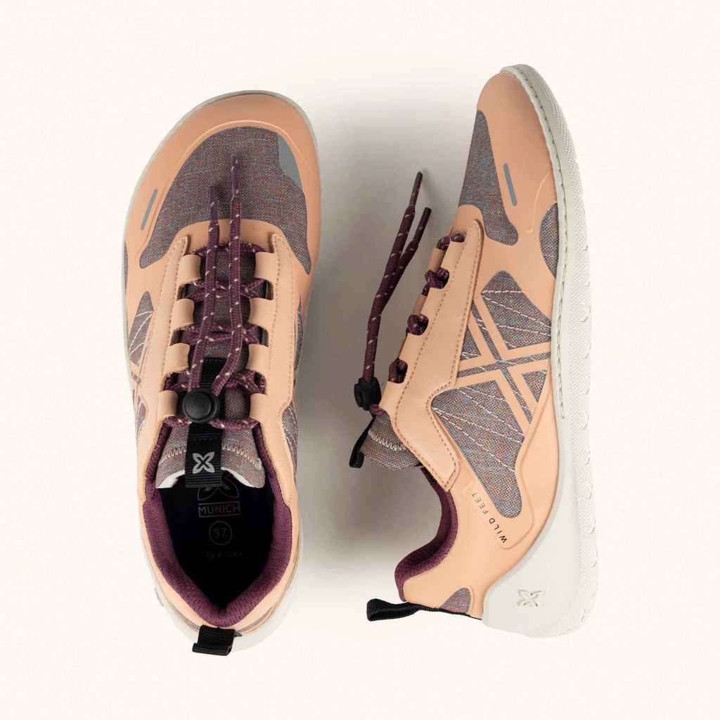 MUNICH FREESTEP 05 Salmon and mauve Wild Feet "Barefoot" sneakers with wide toe box (7)