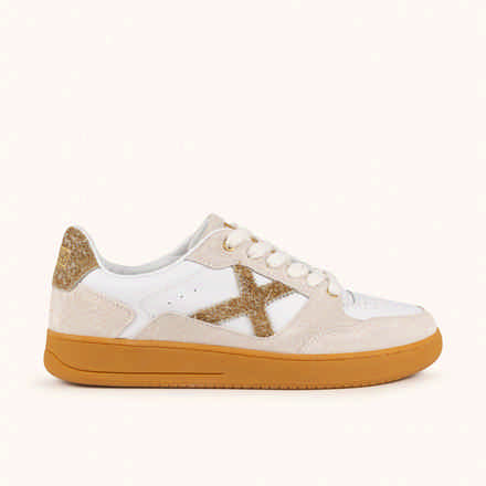 MUNICH LEGIT 121 Sneakers Retro tennis and skate classic design in White, Sand and Caramel (2)