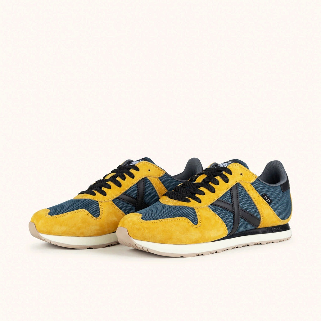 MUNICH MASSANA CLASSIC MAN 616 Retro Running Sneakers Yellow and Blue with Black details (6)