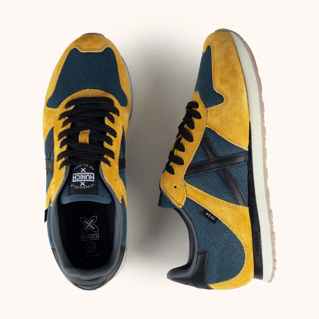 MUNICH MASSANA CLASSIC MAN 616 Retro Running Sneakers Yellow and Blue with Black details (7)