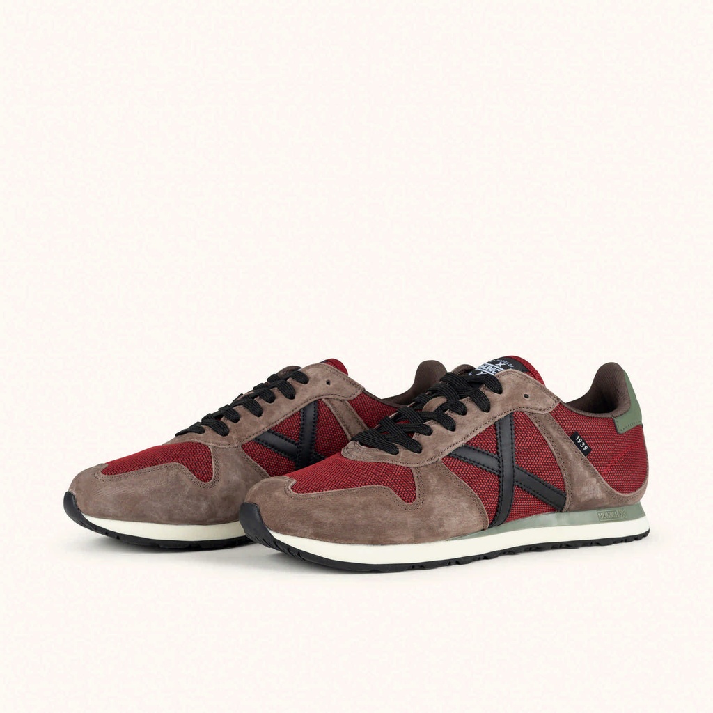 MUNICH MASSANA CLASSIC MAN 621 Retro Running Sneakers Maroon and Brown with Green and Black details (6)