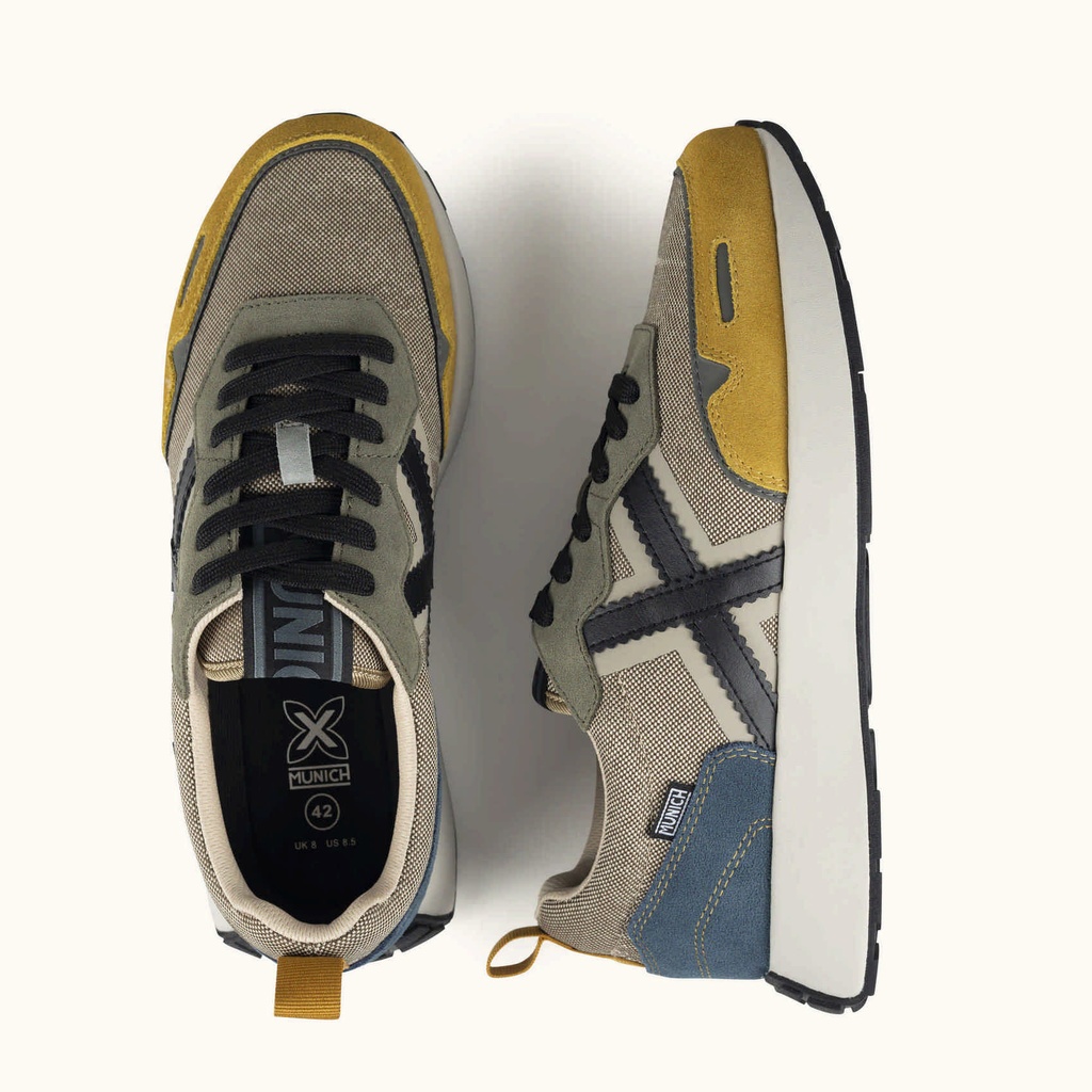 MUNICH XEMINE 113 Urban sports sneakers in Beige, Grey and Mustard (7)