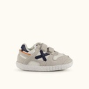 MUNICH BABY GOAL W 36 Barefoot kids shoes Classic and flat trainers White and Grey with Double Velcro (2)