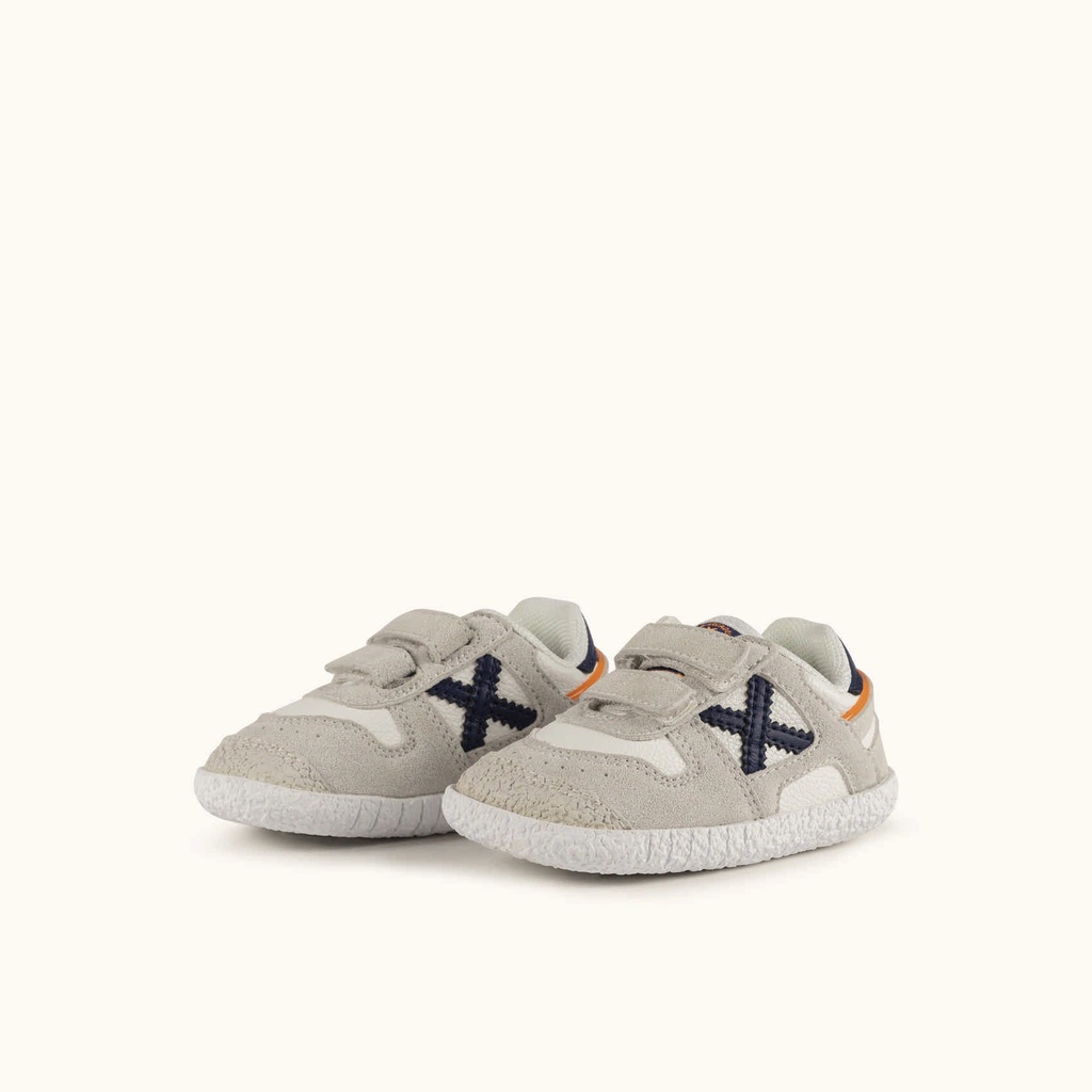 MUNICH BABY GOAL W 36 Barefoot kids shoes Classic and flat trainers White and Grey with Double Velcro (6)