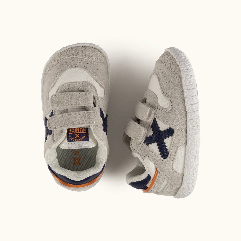 MUNICH BABY GOAL W 36 Barefoot kids shoes Classic and flat trainers White and Grey with Double Velcro (7)