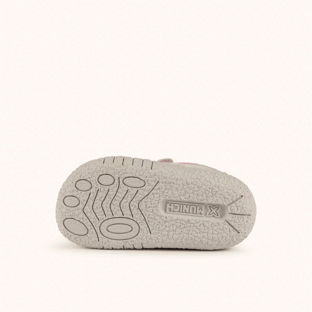 MUNICH BABY KODA W 26 - Children's Barefoot sports trainers in grey and fuchsia with double velcro fastening. (5)