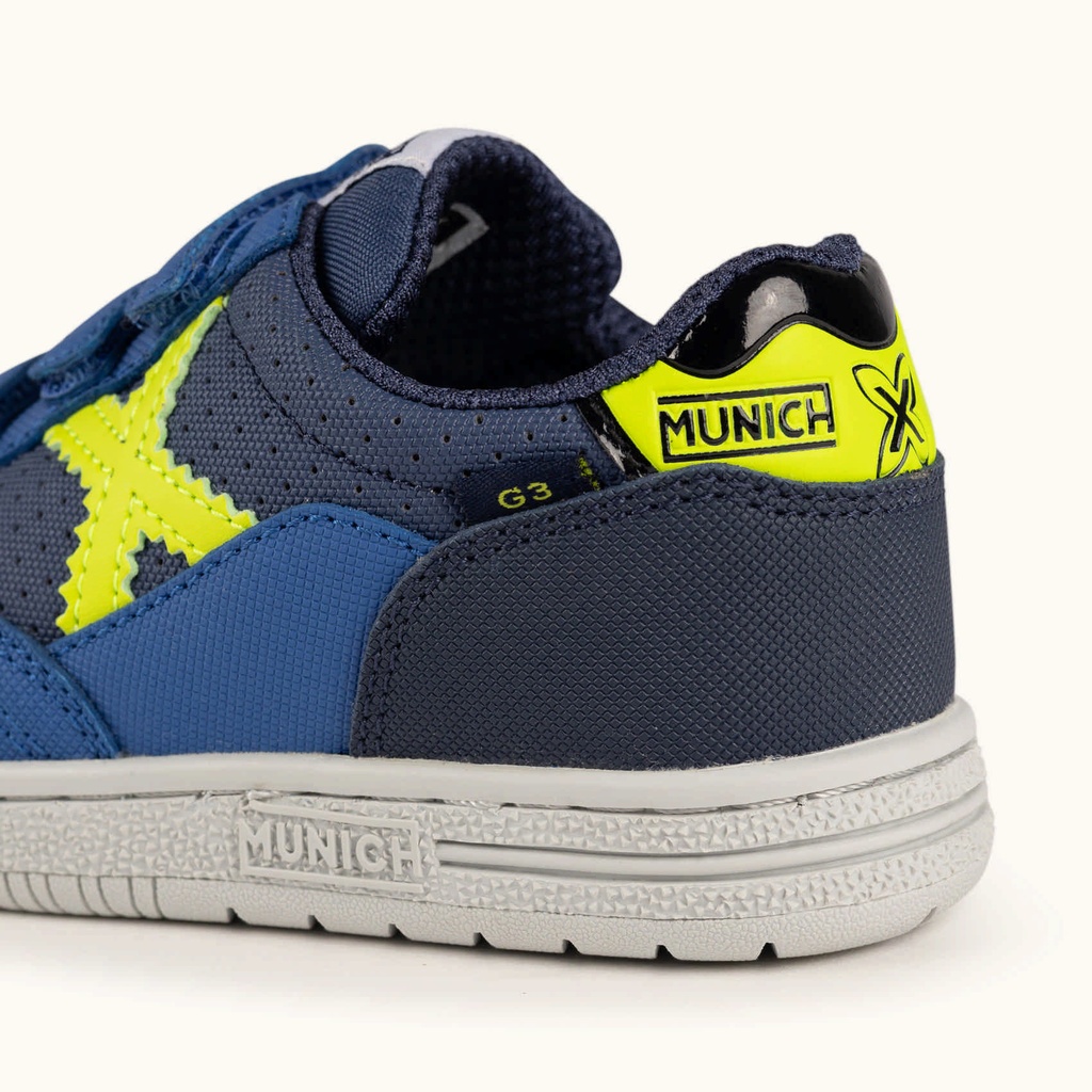 MUNICH G-3 KID VCO 468 Children's Indoor Football Shoes Blue and Yellow with Velcro (3)