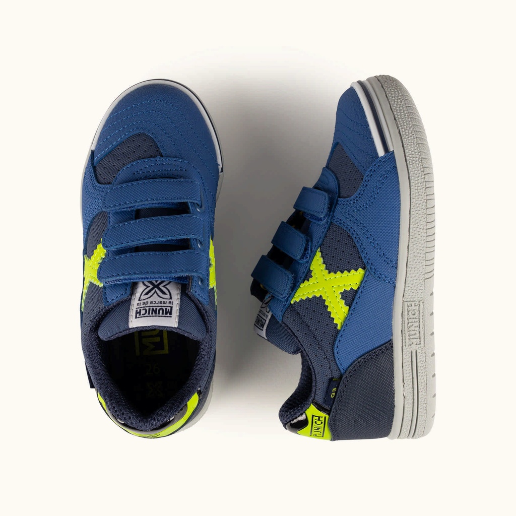 MUNICH G-3 KID VCO 468 Children's Indoor Football Shoes Blue and Yellow with Velcro (7)