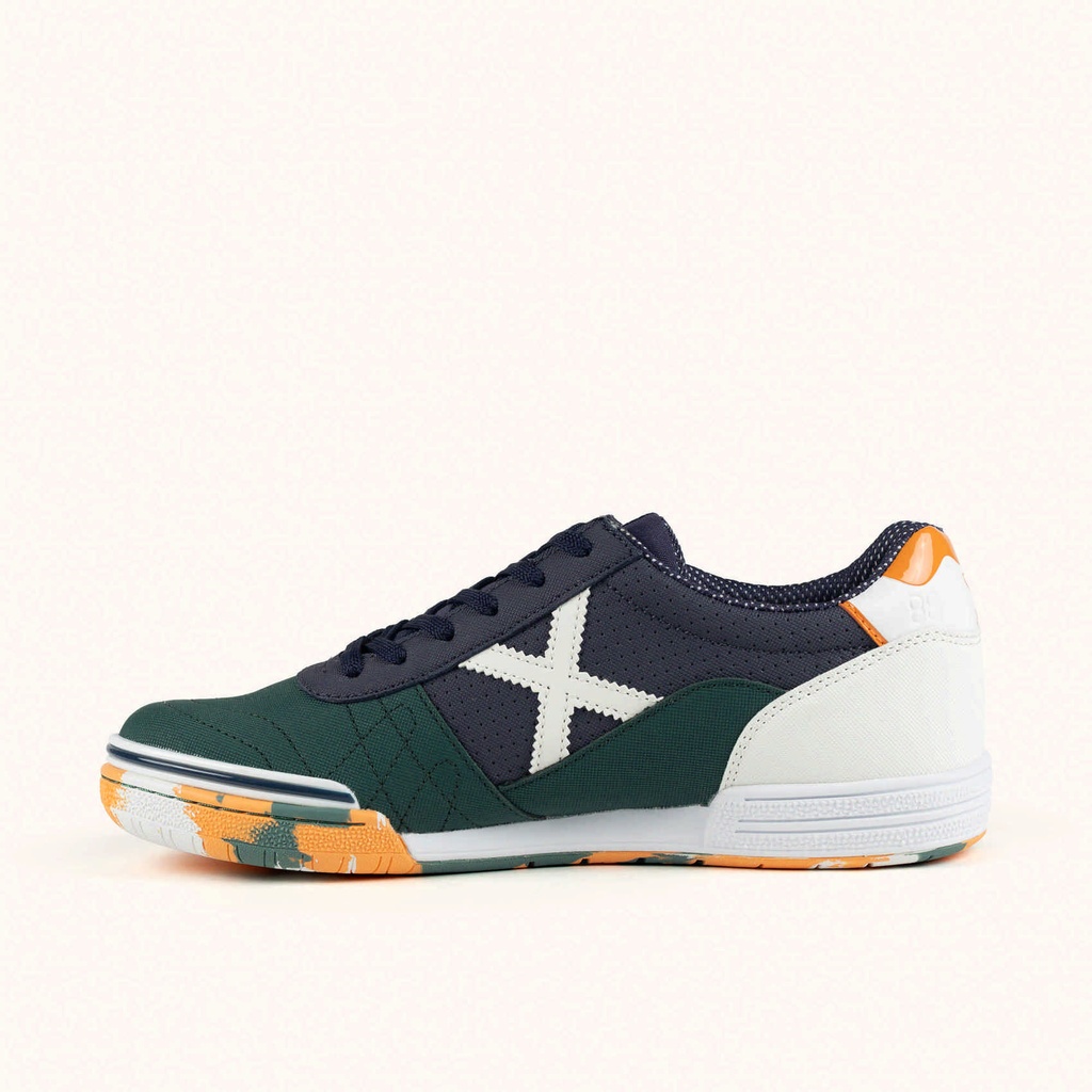 MUNICH G-3 470 Futsal shoe Dark Green and Navy Blue with White and Orange Details (4)