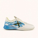 MUNICH RONDO 25 White futsal shoes with blue and yellow details with laces (1)
