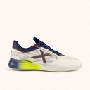 MUNICH RONDO 26 White futsal shoes with navy blue, neon yellow and orange details with laces (2)