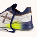 MUNICH RONDO 26 White futsal shoes with navy blue, neon yellow and orange details with laces (3)