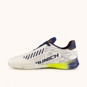 MUNICH RONDO 26 White futsal shoes with navy blue, neon yellow and orange details with laces (4)