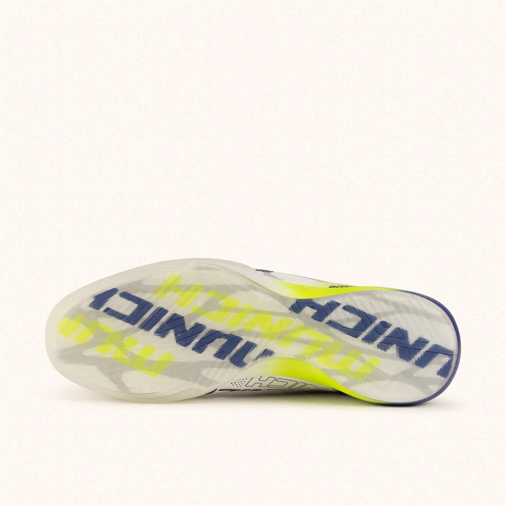 MUNICH RONDO 26 White futsal shoes with navy blue, neon yellow and orange details with laces (5)
