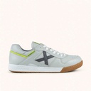 MUNICH CONTINENTAL V2 75 Futsal shoe Grey with Fluor Yellow, White Details and Caramel Gum Sole (1)