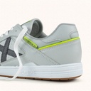 MUNICH CONTINENTAL V2 75 Futsal shoe Grey with Fluor Yellow, White Details and Caramel Gum Sole (3)