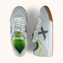 MUNICH CONTINENTAL V2 75 Futsal shoe Grey with Fluor Yellow, White Details and Caramel Gum Sole (7)