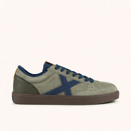 MUNICH BREAK PREMIUM 56 Retro tennis and skate Sneakers low-top olive green and navy blue with brown sole (2)