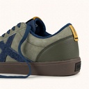 MUNICH BREAK PREMIUM 56 Retro tennis and skate Sneakers low-top olive green and navy blue with brown sole (3)