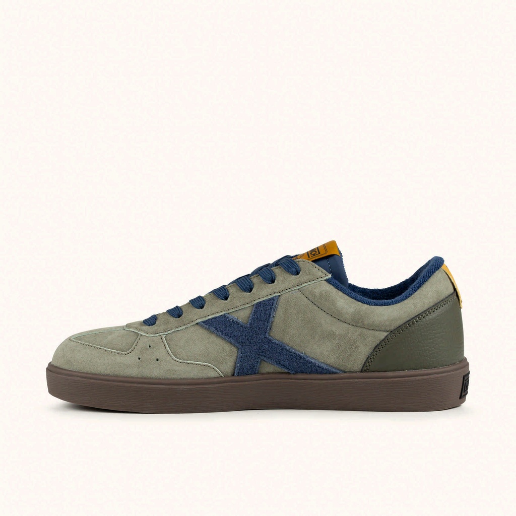MUNICH BREAK PREMIUM 56 Retro tennis and skate Sneakers low-top olive green and navy blue with brown sole (4)