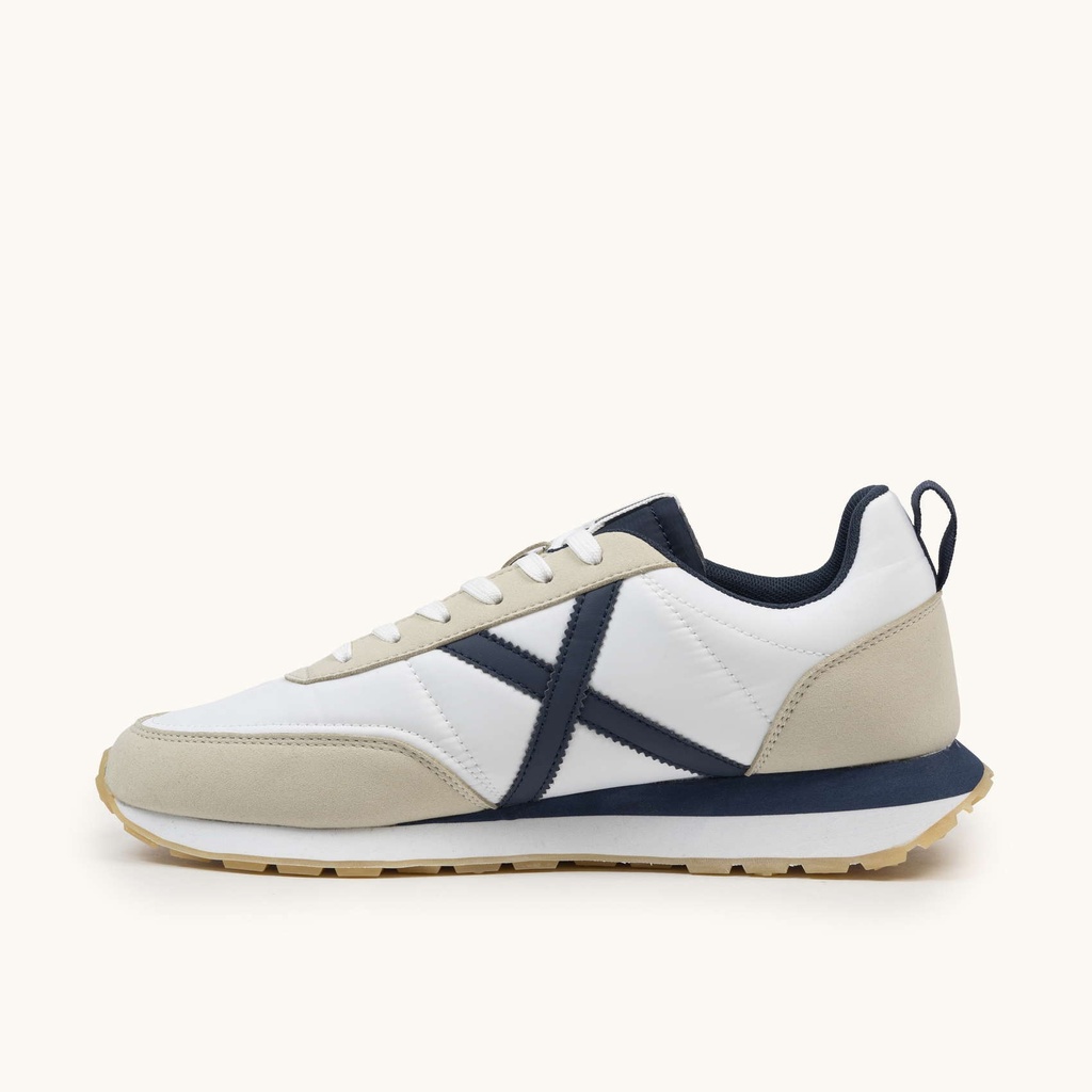 MUNICH RUSH 02 Retro Running Zapatilla Deportiva Blanca con Detalles en Marino y Arena (4)