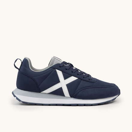 MUNICH RUSH 02 Retro Running Zapatilla Deportiva Blanca con Detalles en Marino y Arena (8)