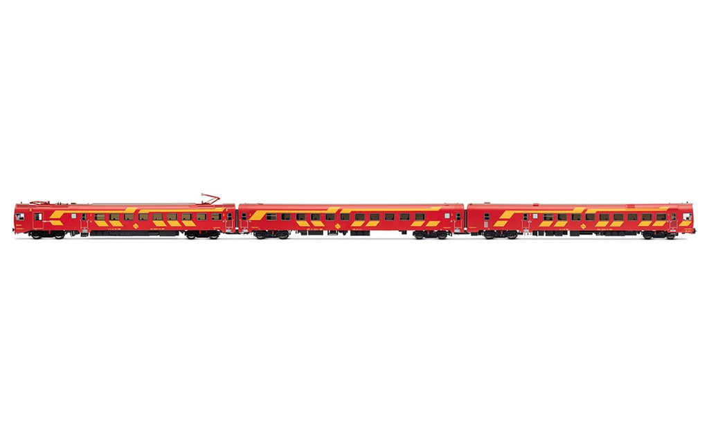 RENFE, automotor eléctrico serie 444, unidad 444-004, decoración rojo/amarillo, ép.IV, con decoder DCC