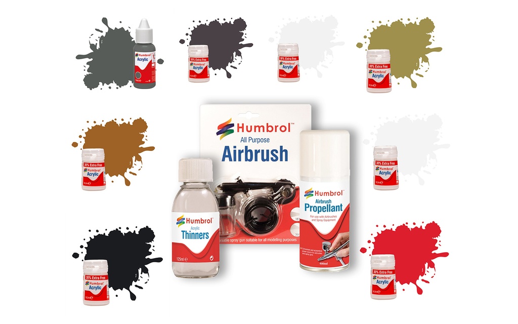 BUNDLEHU3 Humbrol Acrylic Paint and Airbrush Bundle