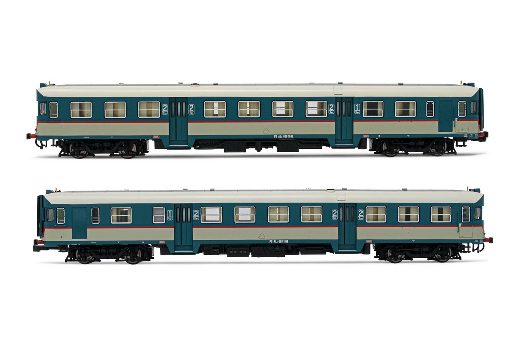 HL2653 FS, set di 2 automotrici diesel ALn 668 serie 1900, livrea di origine azzurro/beige, vetri piani, ep. V